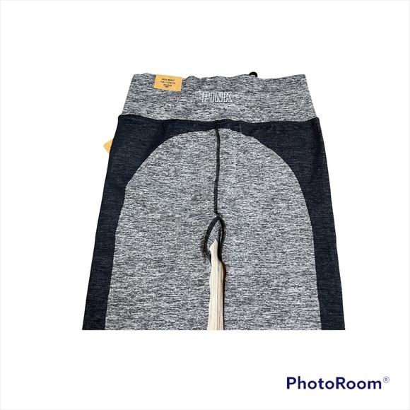 PINK Victoria’s Secret Seamless High Waist full Length Jogger Gray and Black Med - Picture 3 of 5